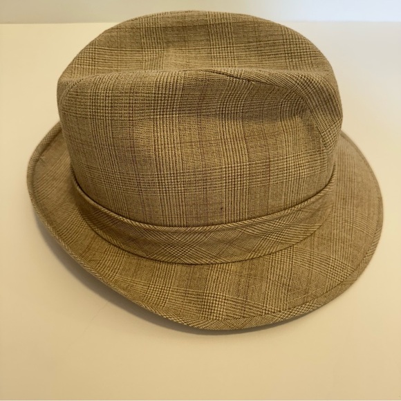Stetson Fedora Plaid Light Brown with Feather Size 7 3/8 - Picture 3 of 8